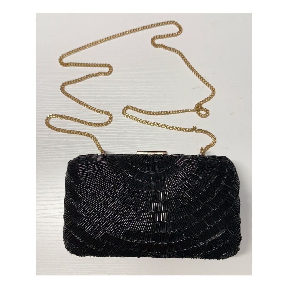 Antik Kraft Fully Beaded Crossbody/Shoulder Bag Clutch‎ Purse Chain Strap Gold